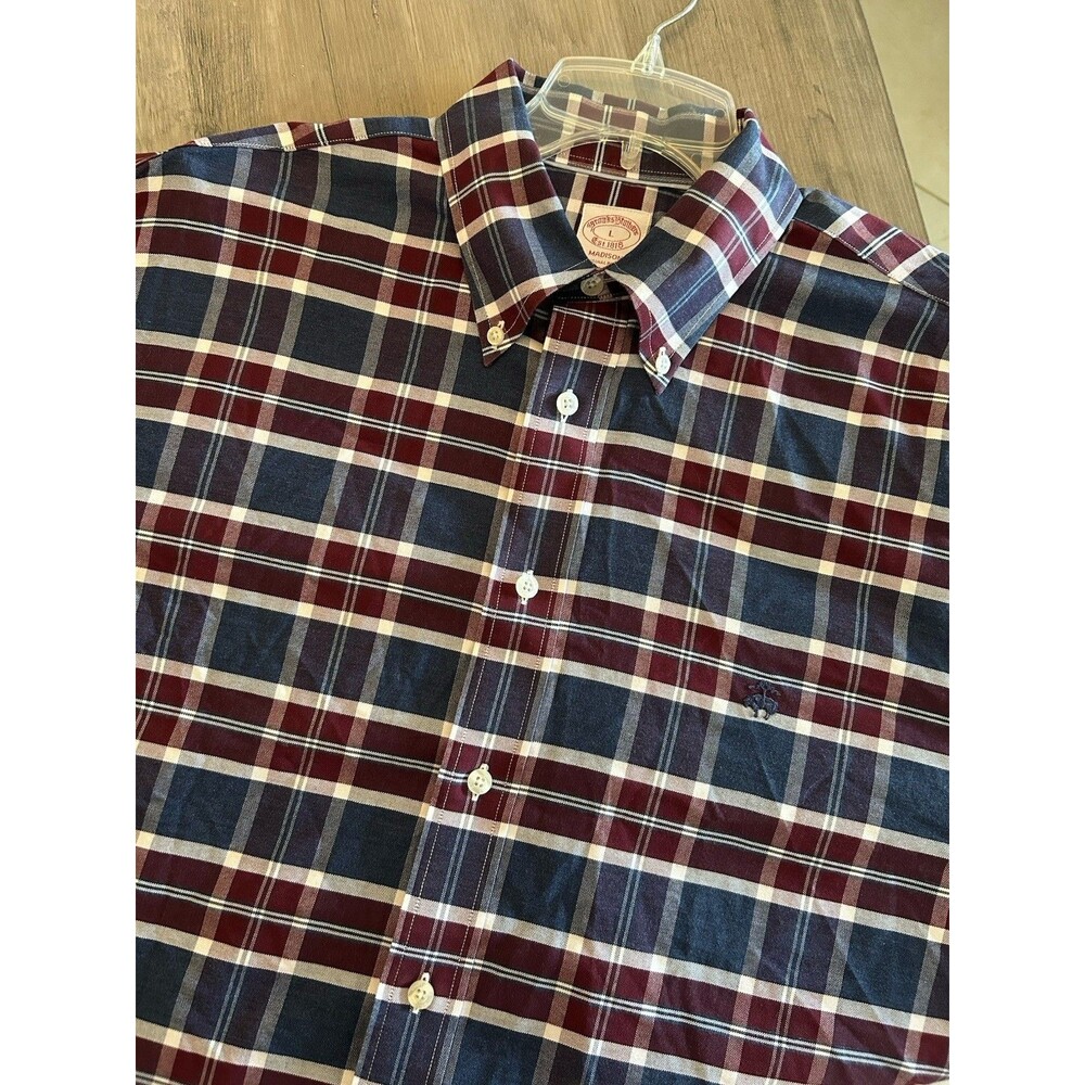 Brooks Brothers 1818 Madison Plaid Button Down Shirt Mens L Non Iron